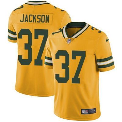 Nike Green Bay Packers #37 Josh Jackson Yellow Stitched Limited Rush Jersey