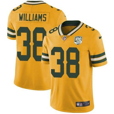 Nike Green Bay Packers #38 Tramon Williams Yellow 100th Season Stitched Limited Rush Jersey