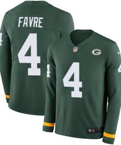Nike Green Bay Packers #4 Brett Favre Green Team Color Stitched Limited Therma Long Sleeve Jersey