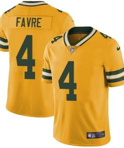 Nike Green Bay Packers #4 Brett Favre Yellow Stitched Limited Rush Jersey