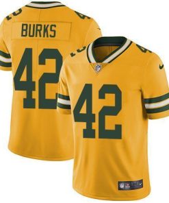 Nike Green Bay Packers #42 Oren Burks Yellow Stitched Limited Rush Jersey