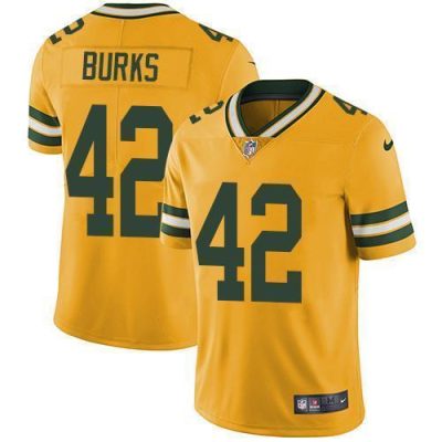 Nike Green Bay Packers #42 Oren Burks Yellow Stitched Limited Rush Jersey