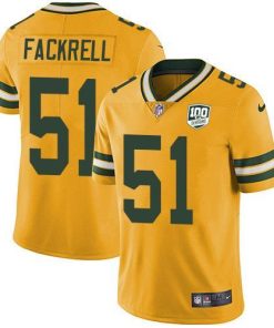 Nike Green Bay Packers #51 Kyler Fackrell Yellow 100th Season Stitched Limited Rush Jersey