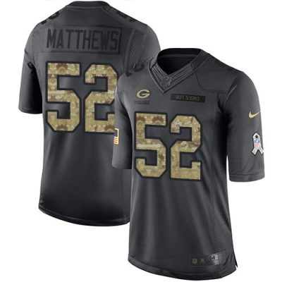 Nike Green Bay Packers #52 Clay Matthews Black Stitched Limited 2016 Salute To Service Jersey