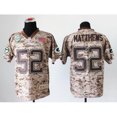 Nike Green Bay Packers #52 Clay Matthews Camo Stitched New Elite USMC Jersey