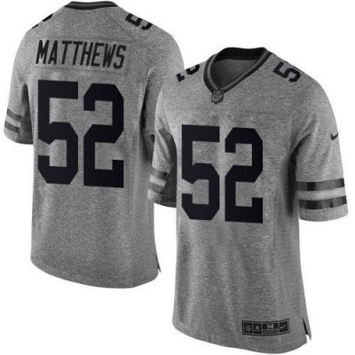 Nike Green Bay Packers #52 Clay Matthews Gray Stitched Limited Gridiron Gray Jersey
