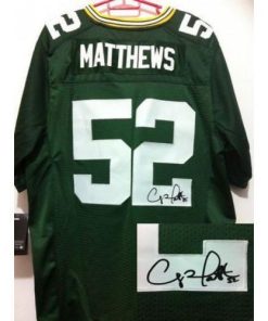 Nike Green Bay Packers #52 Clay Matthews Green Team Color Stitched Elite Autographed Jersey