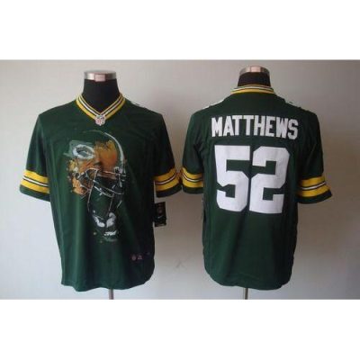 Nike Green Bay Packers #52 Clay Matthews Green Team Color Stitched Helmet Tri-Blend Limited Jersey