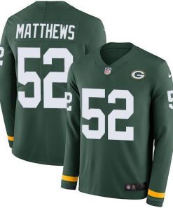 Nike Green Bay Packers #52 Clay Matthews Green Team Color Stitched Limited Therma Long Sleeve Jersey