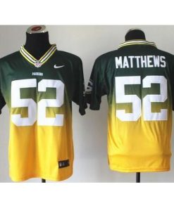 Nike Green Bay Packers #52 Clay Matthews Green/Gold Stitched Elite Fadeaway Fashion Jersey
