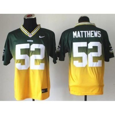 Nike Green Bay Packers #52 Clay Matthews Green/Gold Stitched Elite Fadeaway Fashion Jersey