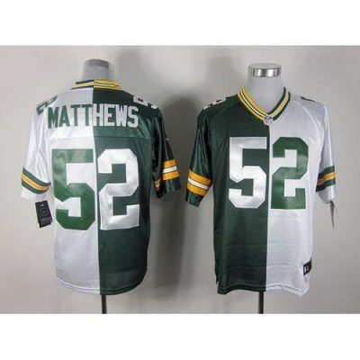 Nike Green Bay Packers #52 Clay Matthews Green/White Stitched Elite Split Jersey