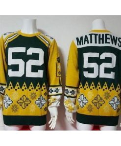 Nike Green Bay Packers #52 Clay Matthews Green/Yellow Ugly Sweater