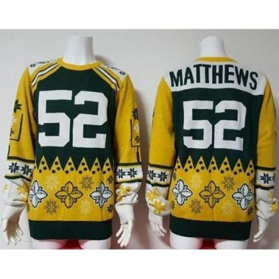 Nike Green Bay Packers #52 Clay Matthews Green/Yellow Ugly Sweater