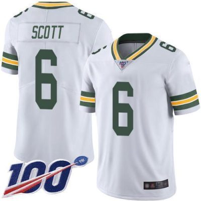 Nike Green Bay Packers #6 JK Scott White Stitched 100th Season Vapor Limited Jersey