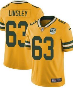 Nike Green Bay Packers #63 Corey Linsley Yellow 100th Season Stitched Limited Rush Jersey