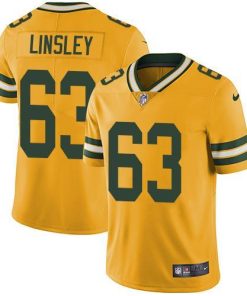 Nike Green Bay Packers #63 Corey Linsley Yellow Stitched Limited Rush Jersey