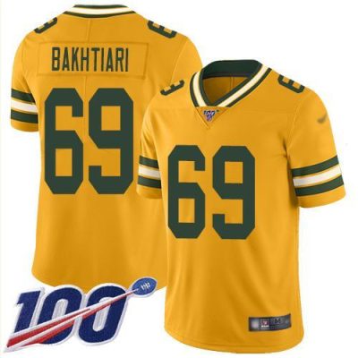 Nike Green Bay Packers #69 David Bakhtiari Gold Stitched Limited Inverted Legend 100th Season Jersey