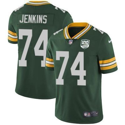 Nike Green Bay Packers #74 Elgton Jenkins Green Team Color 100th Season Stitched Vapor Untouchable Limited Jersey