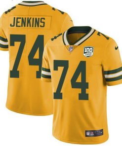 Nike Green Bay Packers #74 Elgton Jenkins Yellow 100th Season Stitched Limited Rush Jersey