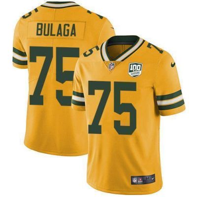 Nike Green Bay Packers #75 Bryan Bulaga Yellow 100th Season Stitched Limited Rush Jersey