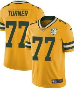 Nike Green Bay Packers #77 Billy Turner Yellow 100th Season Stitched Limited Rush Jersey