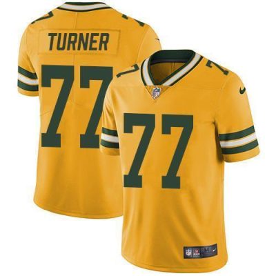Nike Green Bay Packers #77 Billy Turner Yellow Stitched Limited Rush Jersey