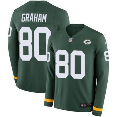 Nike Green Bay Packers #80 Jimmy Graham Green Team Color Stitched Limited Therma Long Sleeve Jersey