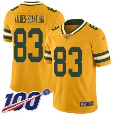 Nike Green Bay Packers #83 Marquez Valdes-Scantling Gold Stitched Limited Inverted Legend 100th Season Jersey