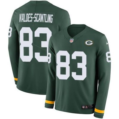 Nike Green Bay Packers #83 Marquez Valdes-Scantling Green Team Color Stitched Limited Therma Long Sleeve Jersey