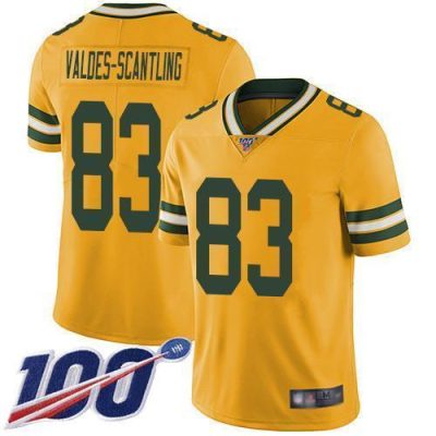 Nike Green Bay Packers #83 Marquez Valdes-Scantling Yellow Stitched Limited Rush 100th Season Jersey