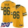 Nike Green Bay Packers #86 Malik Taylor Gold Stitched Limited Inverted Legend 100th Season Jersey