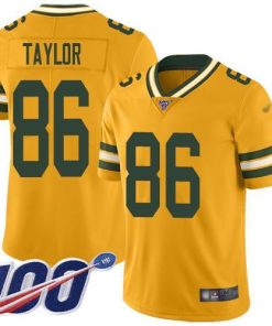 Nike Green Bay Packers #86 Malik Taylor Gold Stitched Limited Inverted Legend 100th Season Jersey