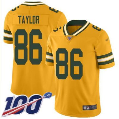 Nike Green Bay Packers #86 Malik Taylor Gold Stitched Limited Inverted Legend 100th Season Jersey