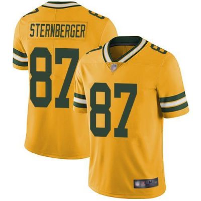 Nike Green Bay Packers #87 Jace Sternberger Yellow Stitched Limited Rush Jersey