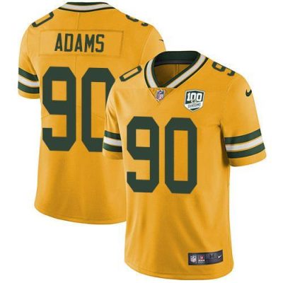 Nike Green Bay Packers #90 Montravius Adams Yellow 100th Season Stitched Limited Rush Jersey