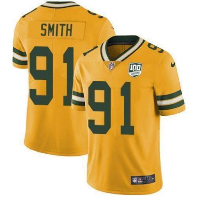 Nike Green Bay Packers #91 Preston Smith Yellow 100th Season Stitched Limited Rush Jersey