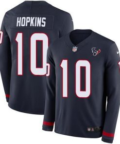 Nike Houston Texans #10 DeAndre Hopkins Navy Blue Team Color Stitched NFL Limited Therma Long Sleeve Jersey