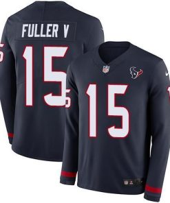Nike Houston Texans #15 Will Fuller V Navy Blue Team Color Stitched NFL Limited Therma Long Sleeve Jersey