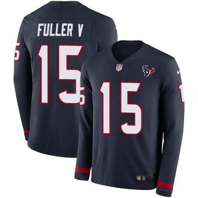 Nike Houston Texans #15 Will Fuller V Navy Blue Team Color Stitched NFL Limited Therma Long Sleeve Jersey