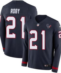 Nike Houston Texans #21 Bradley Roby Navy Blue Team Color Stitched NFL Limited Therma Long Sleeve Jersey
