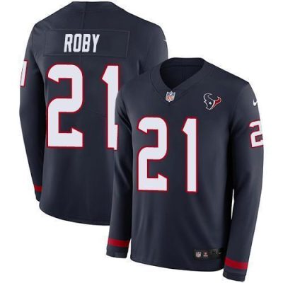 Nike Houston Texans #21 Bradley Roby Navy Blue Team Color Stitched NFL Limited Therma Long Sleeve Jersey