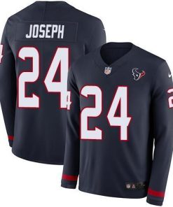 Nike Houston Texans #24 Johnathan Joseph Navy Blue Team Color Stitched NFL Limited Therma Long Sleeve Jersey