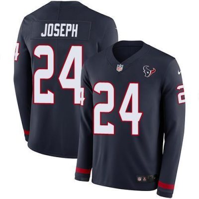 Nike Houston Texans #24 Johnathan Joseph Navy Blue Team Color Stitched NFL Limited Therma Long Sleeve Jersey