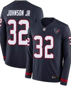 Nike Houston Texans #32 Lonnie Johnson Jr. Navy Blue Team Color Stitched NFL Limited Therma Long Sleeve Jersey