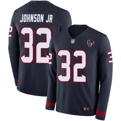 Nike Houston Texans #32 Lonnie Johnson Jr. Navy Blue Team Color Stitched NFL Limited Therma Long Sleeve Jersey