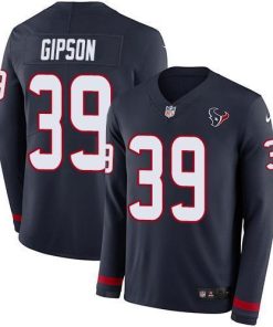 Nike Houston Texans #39 Tashaun Gipson Navy Blue Team Color Stitched NFL Limited Therma Long Sleeve Jersey