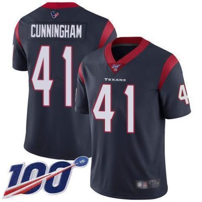 Nike Houston Texans #41 Zach Cunningham Navy Blue Team Color Stitched NFL 100th Season Vapor Limited Jersey