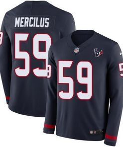 Nike Houston Texans #59 Whitney Mercilus Navy Blue Team Color Stitched NFL Limited Therma Long Sleeve Jersey