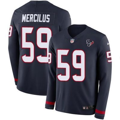 Nike Houston Texans #59 Whitney Mercilus Navy Blue Team Color Stitched NFL Limited Therma Long Sleeve Jersey